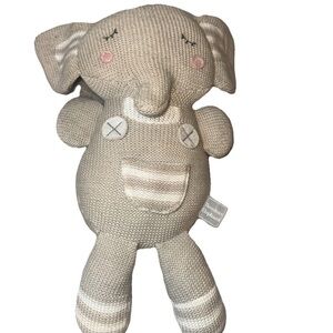 Living Textiles Theodore Elephant Plush Rattle Soft Lovey 14" Beige